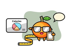 Illustration of mandarin orange mascot as a dietitian