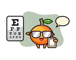 Illustration of mandarin orange mascot as a ophthalmology
