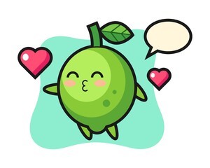 Lime character cartoon with kissing gesture