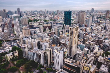 Fototapeta na wymiar Panoramic view of Tokyo skyline from Tokyo Tower Observation Deck, Japan