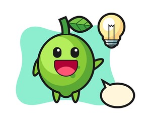 Lime character cartoon getting the idea