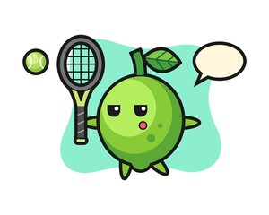 Obraz premium Cartoon character of lime Cartoon character of lime as a tennis player