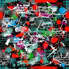 A seamless background of spots and brickwork. Vector illustration