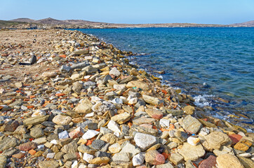 Stony beach in Delos island - Greece