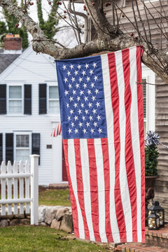 USA, Massachusetts, Cape Cod, Brewster. US flag