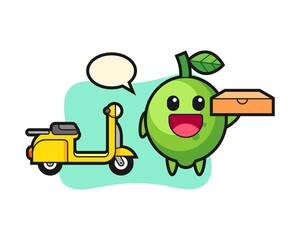Character illustration of lime as a pizza deliveryman