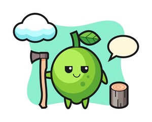 Character cartoon of lime as a woodcutter