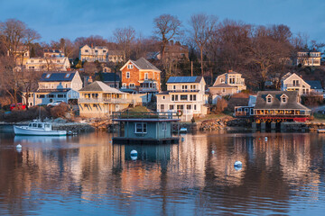 USA, Massachusetts, Cape Ann, Gloucester. Annisquam, Lobster Cove in winter.