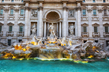 Italy, Rome, Trevi Fountain, Ornate, Baroque style fountain