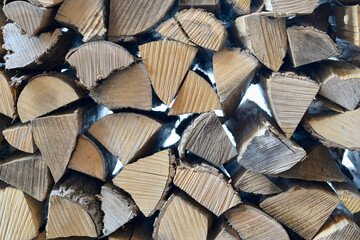 重なった薪の断面