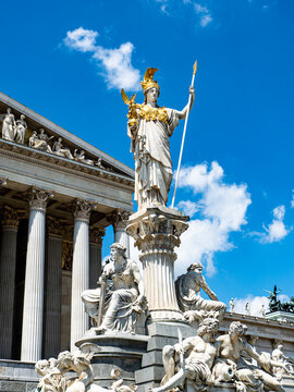 Austria, Vienna, Pallas Athene Fountain in front of Parliament building