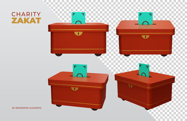 Charity Zakat 3D Rendering Elements