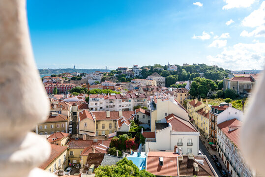 Portugal, Lisbon, Buildings seen from Monastery of Sao Vicente de Fora