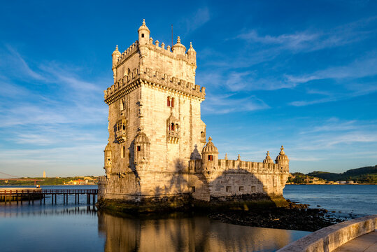 Portugal, Lisbon, Torre de Belem at sunset