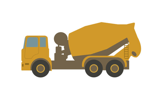 Trucks and construction equipment. Mixer conrete.