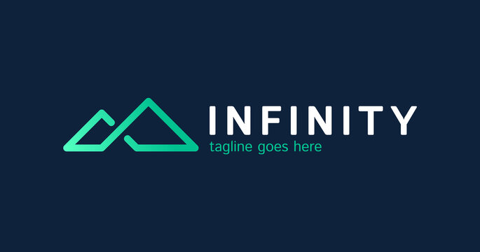 creative and simple mountain and infinity river flow logo design inspiration.