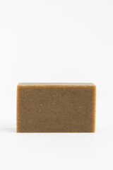 bar of natural hand soap on white background
