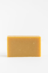 bar of natural hand soap on white background