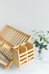 Eco Friendly Bamboo Drying Rack on White Background
