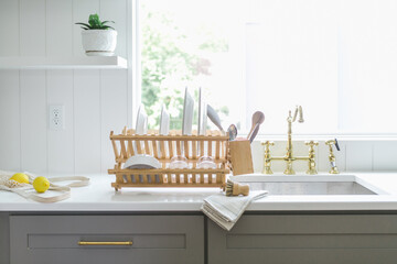 Eco Friendly Bamboo Drying Rack in Modern Kitchen