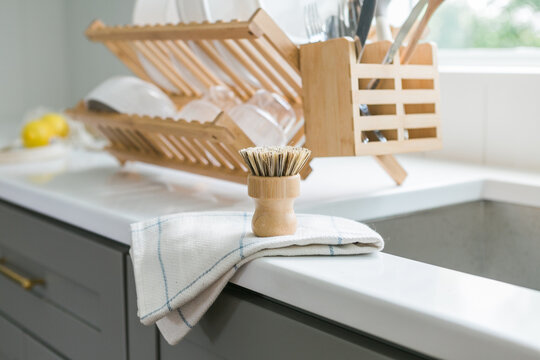 Eco Friendly Wooden Dish Brush In Kitchen