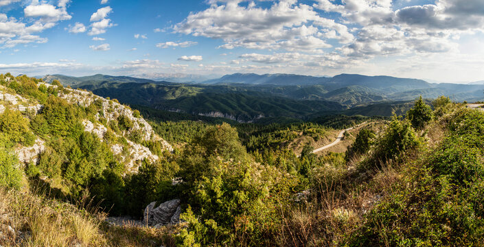 Greece, Epirus, Zagori, Pindos Mountains, Vikos National Park, Scenic view of mountains and trees