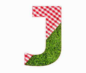 Alphabet Letter J - Picnic Tablecloth on Lawn