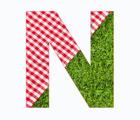 Alphabet Letter N - Picnic Tablecloth on Lawn