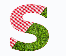 S, Letter of the alphabet - Picnic tablecloth on the grass