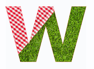 W, Letter of the alphabet - Picnic tablecloth on the grass