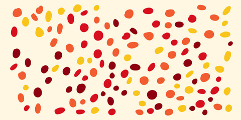 Polka dot boho bohemian hand drawn seamless background. Polkadot snowflakr black irregular point motif. Abstract Hand Painted Illustrations for Postcard, Social Media Banner, Brochure Cover Design