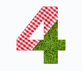 Digital Number 4 - Picnic tablecloth on the grass