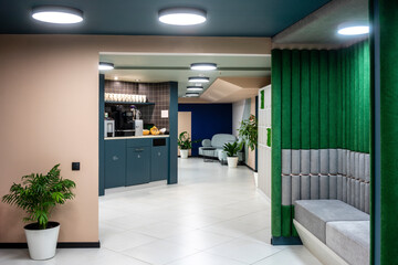 Interior of illuminated modern office