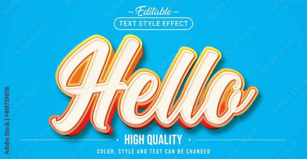 Aufkleber Editable text style effect - Hello text style theme.