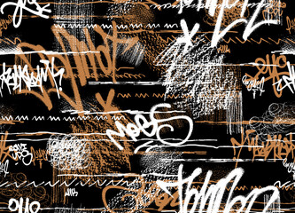 Seamless graffiti pattern, hand drawing, watercolor brush pattern