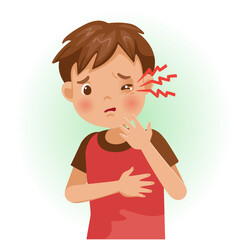  Sore eyes boy is sick, Sick person and feeling bad