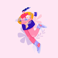 Woman holding flowers