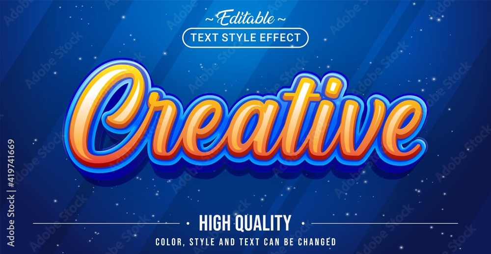 Poster editable text style effect - creative orange and blue text style theme.