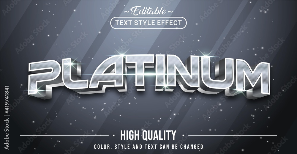 Poster editable text style effect - silver platinum text style theme.