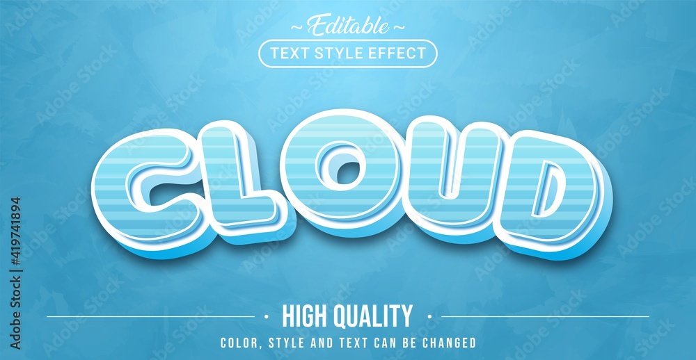 Poster editable text style effect - blue cloud text style theme.