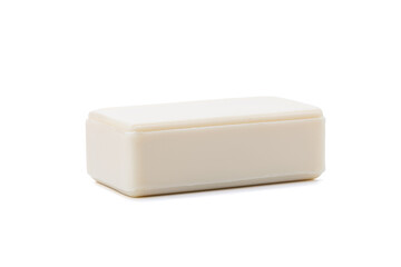 white soap bar isolated on white background. antibacterial soap brick cut out