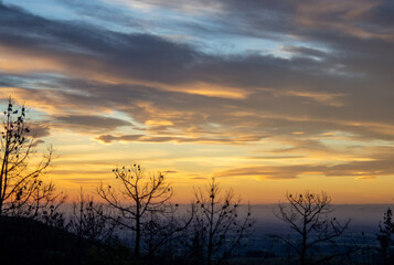 Fototapeta na wymiar Sunset view from a hill in Christchurch