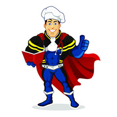 superhero chef mascot cartoon in vector