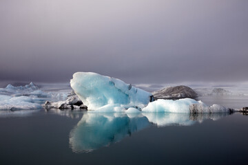 Icelandic Glacier Landscape - Green and Blue Ice bergs, Glacier Lagoon in Iceland