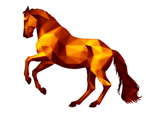 prancing horse, isolated image on a white background in the style of low Poly