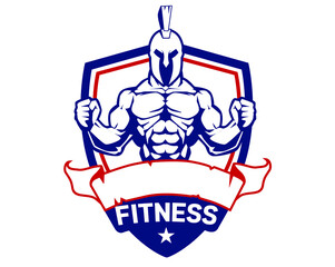 fitness spartan logo cartoon in vector