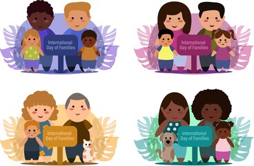 International day of families illustration pack. Vector. Diverse families.