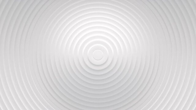 Wave from concentric circles, rings on the surface. Bright, milky radio wave abstract motion background. Seamless loop.