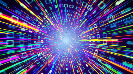 Binary data flow in hyperspace