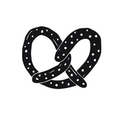 Vector hand drawn doodle sketch black pretzel isolated on white background
